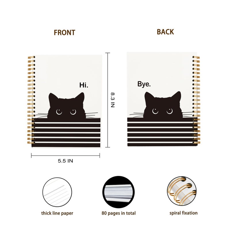 OXW Cat Notebook Journal اللوازم المدرسية الجمالية العودة إلى المدرسة دفاتر الملاحظات للفتيات في المدارس ملاحظة تدوين دفتر ملاحظات بغلاف مقوى للكلية 5.5 × 8.3 - Image 4